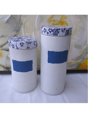 Blue Harbor 57 & 74 oz Blue & White Vintage Glass Jar. Set Of 2